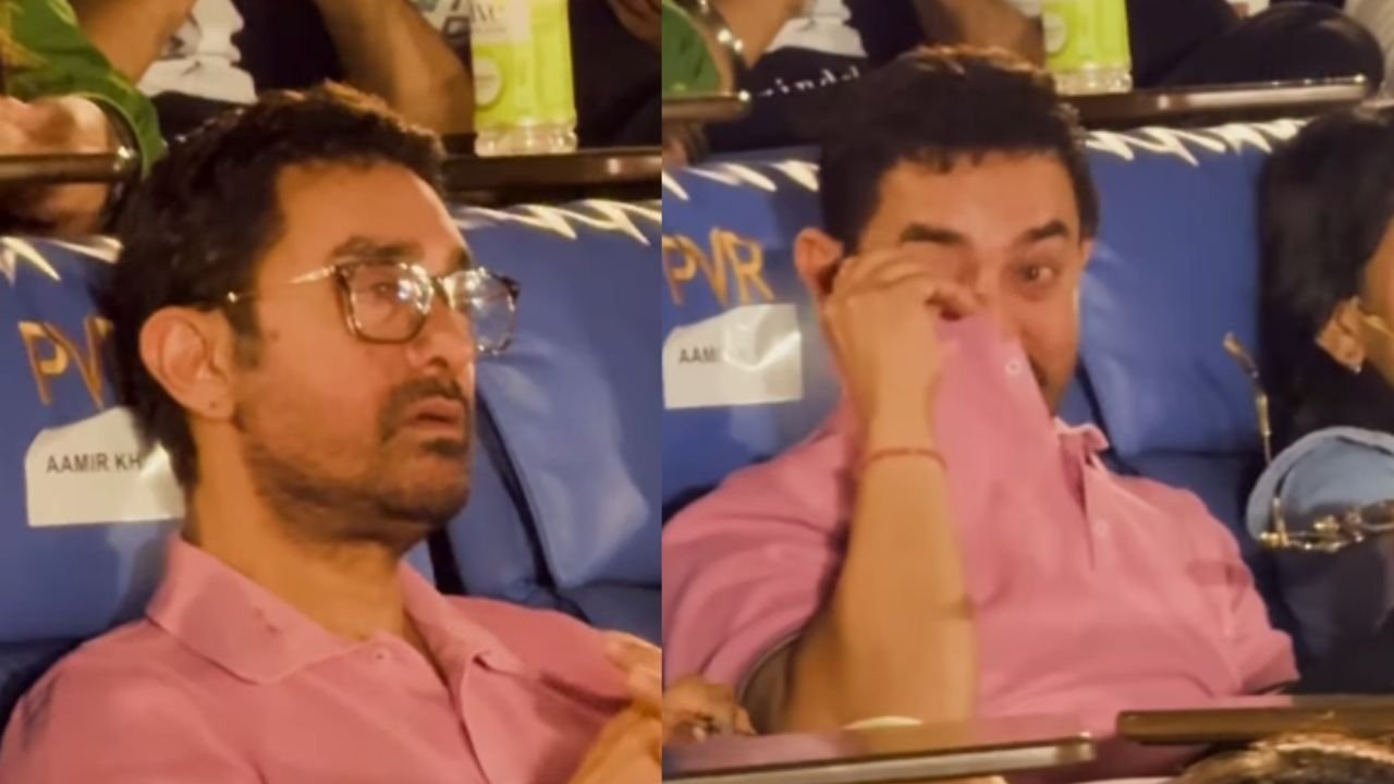 At the screening of the film, Aamir started crying, wiped his tears with his shirt, and was taken care of by son Junaid.